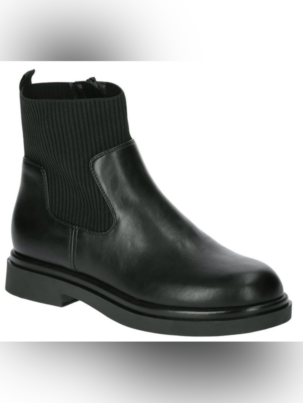 No Boundaries Women's Faux Leather and Knit Chelsea Boots